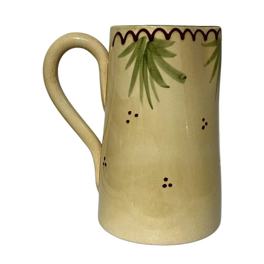 Hand Painted Italy Pineapple Ceramic Mug Tall Coffee Cup Tropical Green 8